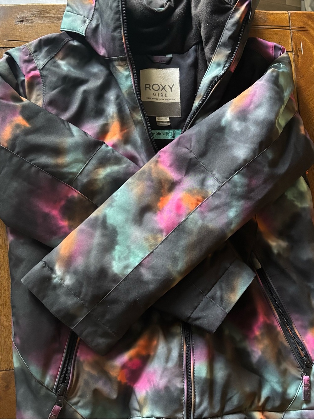 Roxy Girl Black Jacket with Teal and Pink Accents